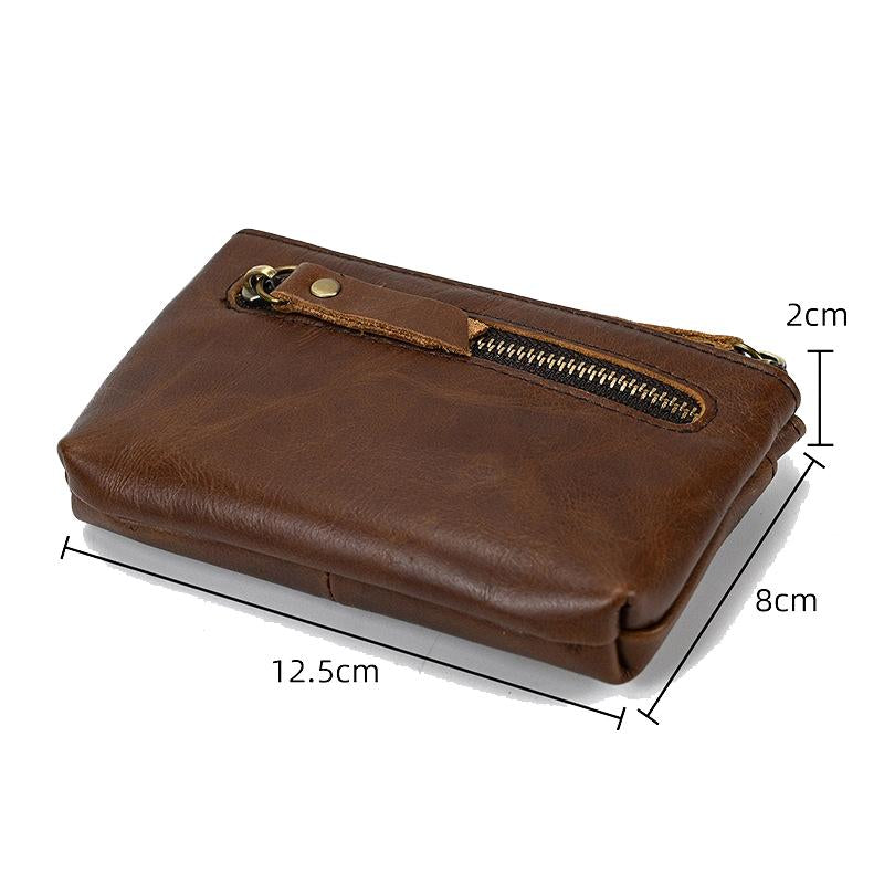 Men'S Multi-Layer Zipper Cowhide Mini Case 08633412Y