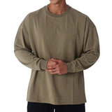 Men's Solid Color Loose Fitness Clothes Casual Pullover Sports Sweatshirt 79445663X