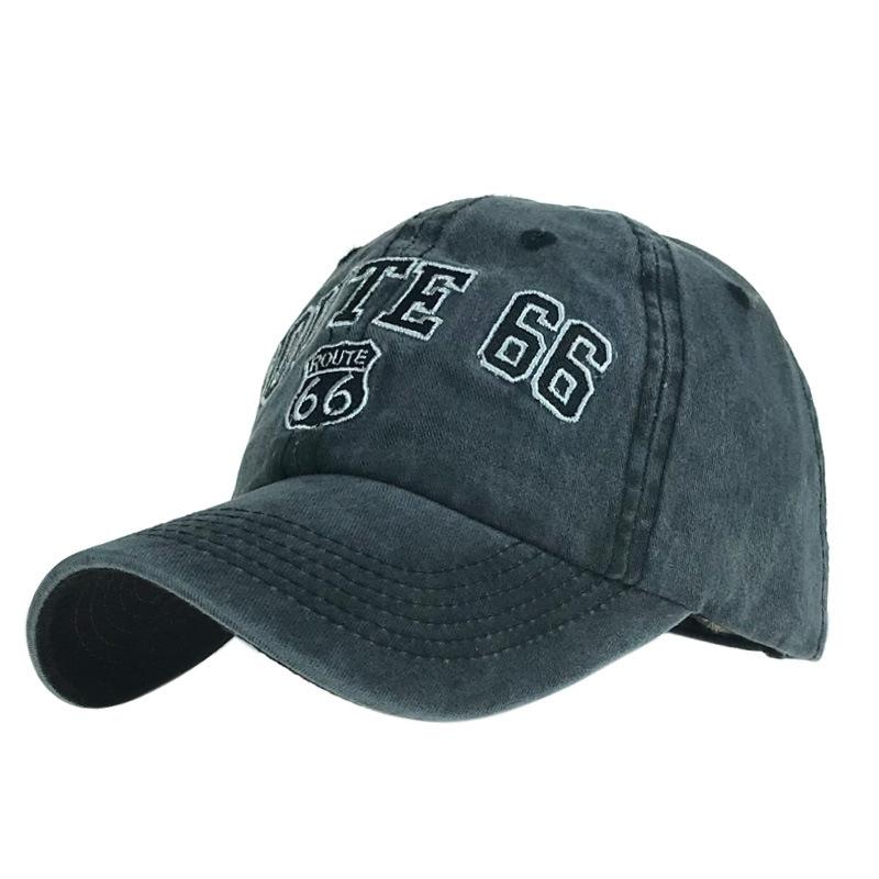 Cotton Distressed Washed Route 66 brodert baseballcaps 96546640M