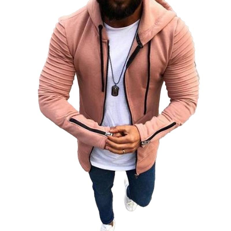 Men's Pleated Long Sleeve Hoodie 76067023X