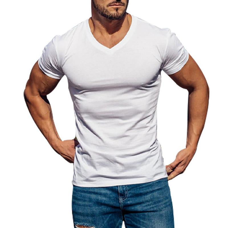 Men's Casual Tough Guy V-Neck Short Sleeve T-Shirt 46187177Y