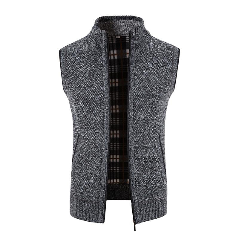 Men's Casual Stand Collar Zipper Knitted Vest 07947834M