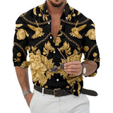 Men's Vintage Print Long Sleeve Shirt 78625431Y