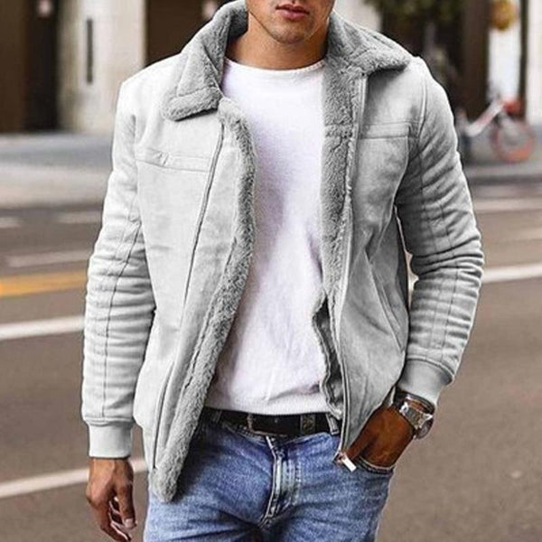 Men's Lapel Fleece Long Sleeve Jacket 85248259X