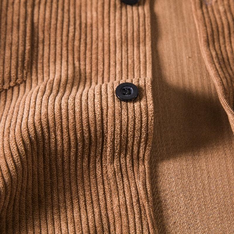 Men's Solid Color Corduroy Long Sleeve Shirt 45368565X