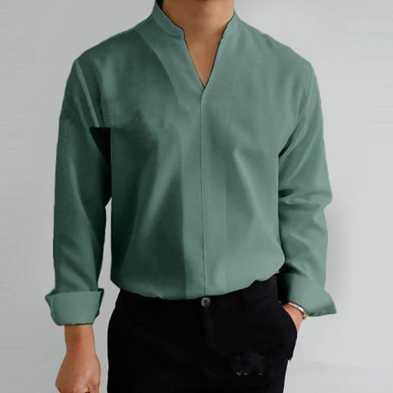 Men's Stand Collar Fitted Long Sleeve Shirt 47663072M