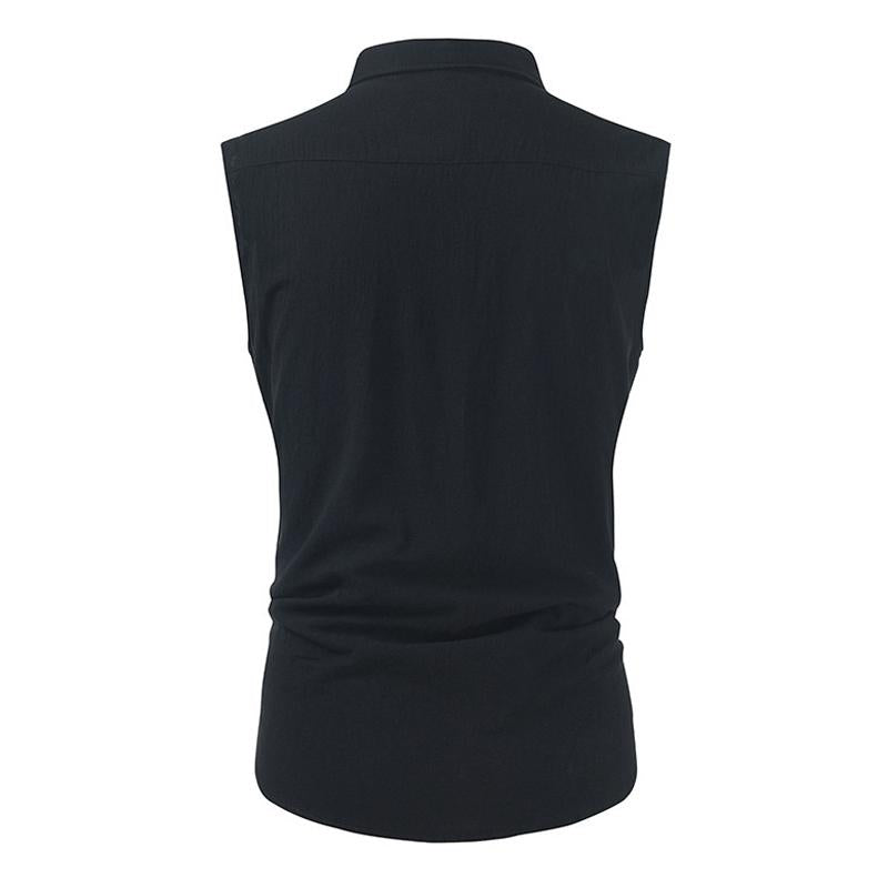 Men's Lapel Solid Color Single Breasted Sleeveless Shirt Vest 29008717X