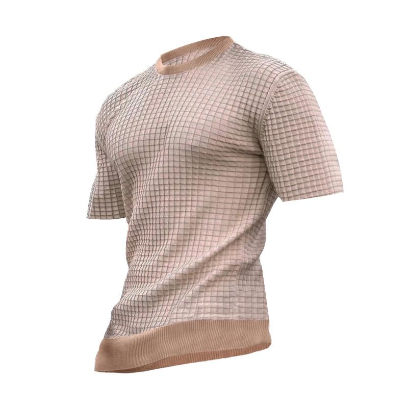 Men's Casual Round Neck Waffle T-Shirt 29739560M