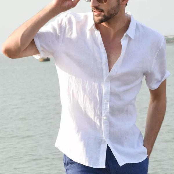 Men's Casual Solid Color Short Sleeve Shirt 19418682M