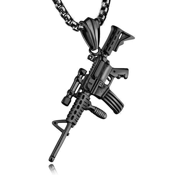 Submachine Gun Pendant Necklace 00268572M Black Necklace