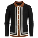 Men's Long Sleeve Striped Knit Cardigan Jacket 81152449X
