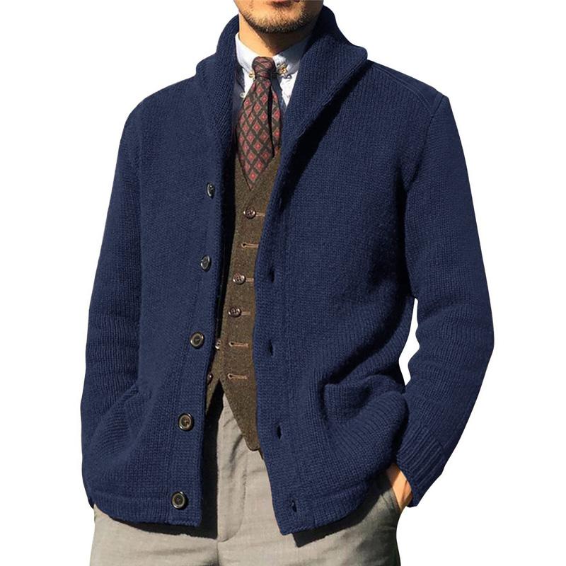 Einfarbige Strickjacke mit Knöpfen für Herren 39990512X