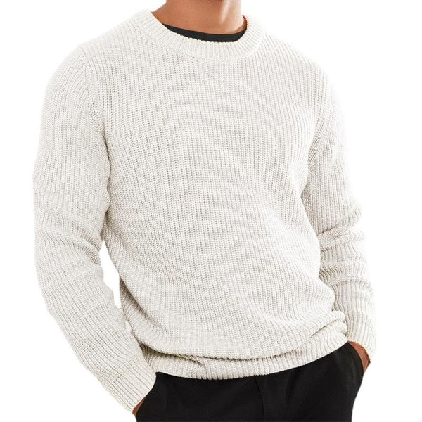 Men's Round Neck Solid Knit Sweater 25404401Z