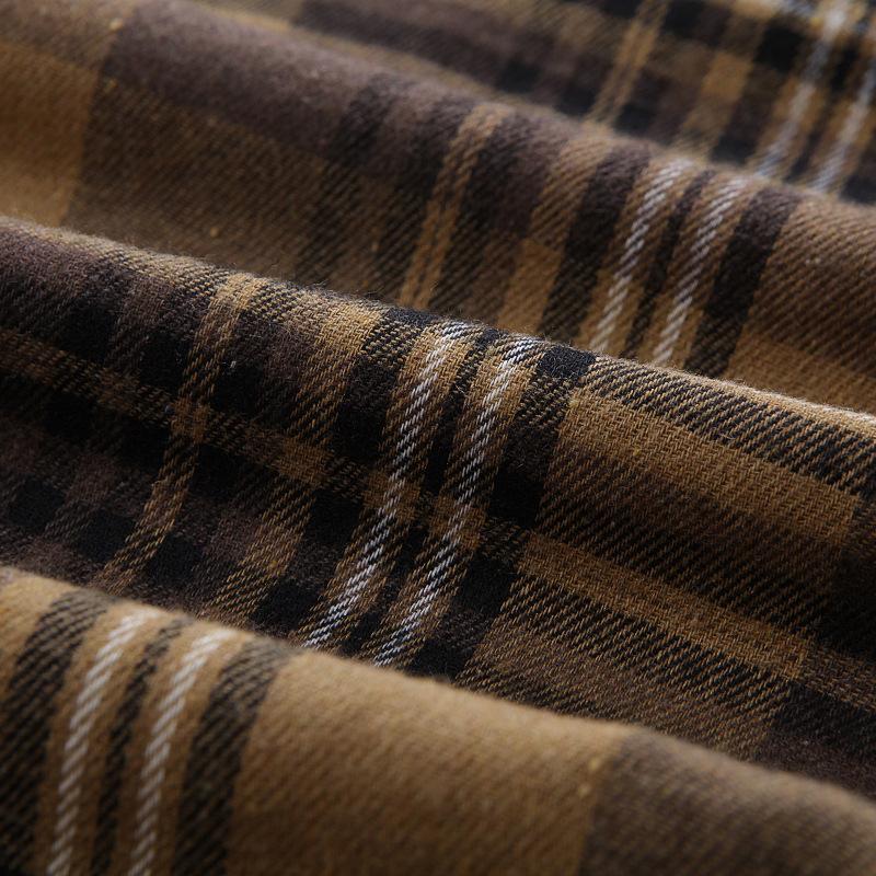 Men's Lapel Long Sleeve Plaid Shirt 91515292X