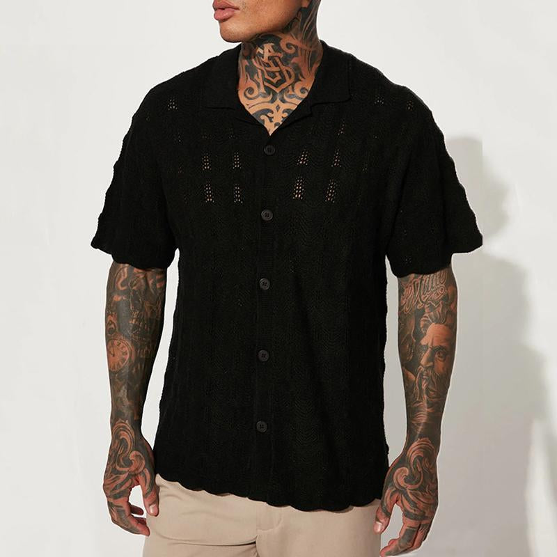 Pull-over ample à manches courtes en tricot vintage pour hommes 54114296Y