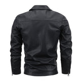 Men's Lapel Zipper Windproof Leather Jacket 79746341X