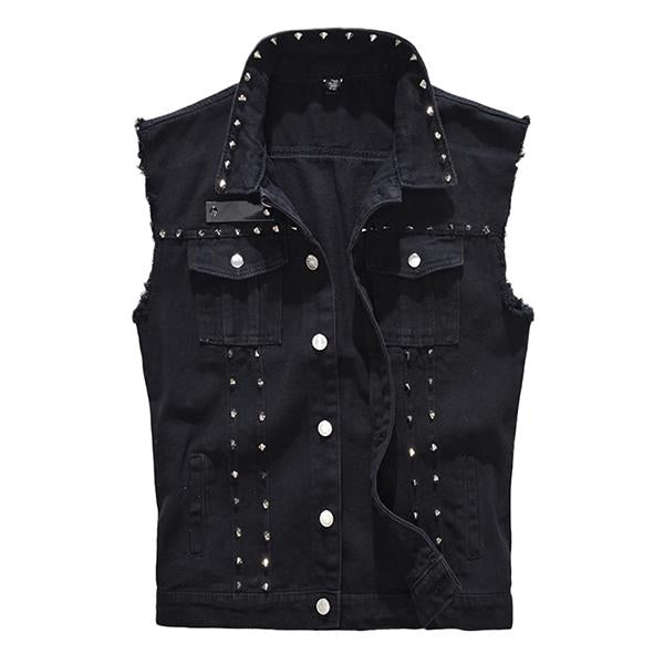 Mens Casual Rivet Denim Vest 97898111M Black / S Vests