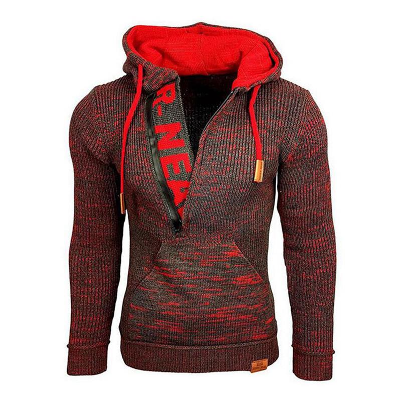 Felpa con cappuccio casual da uomo a maniche lunghe, in maglia, 17002971M