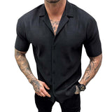 Men's Casual Solid Color Short Sleeve Shirt 85098587Y