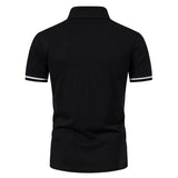 Men's White Stripe Trimmed Zipper Polo Shirt 50515028Z