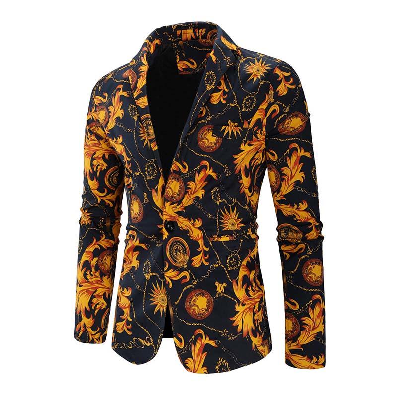 Men's Vintage Ethnic Print Lapel Blazer 81540555M
