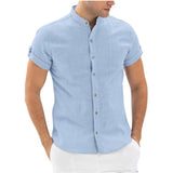 Men's Solid Color Stand Collar Shirt 35672031X