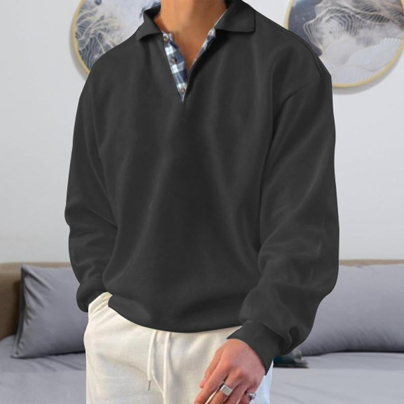 Men's Loose Solid Color Long Sleeve Sweatshirt 44855434Y