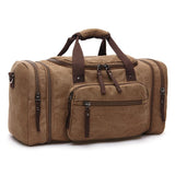 Vintage Casual Large Capacity Canvas Tote Bag Travel Bag Brown