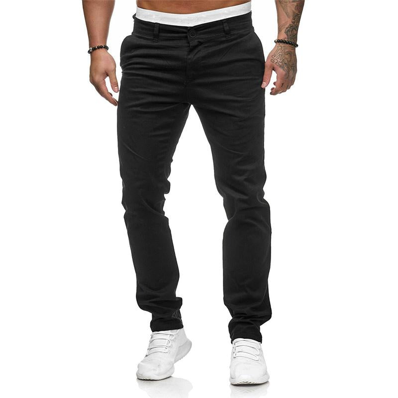 Pantalones casuales de corte ajustado de color sólido para hombre 43253681M