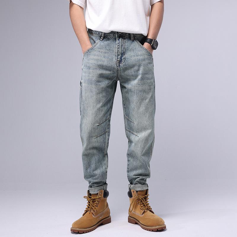 Men's Vintage Loose Cargo Denim Harem Pants 35307050M