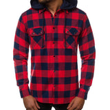 Men's Vintage Plaid Hooded Shirt 22425658X