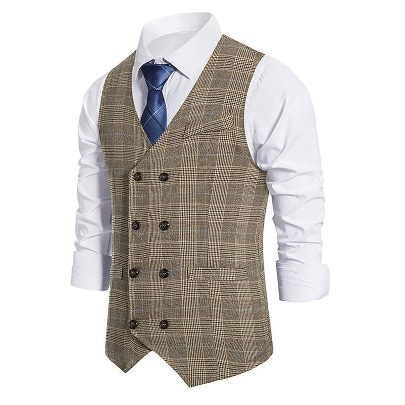 Men's Double Breasted Slim Fit Vintage Suit Vest (Shirt And Tie Excluded) 93941750M