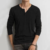 Men's Round Neck Long Sleeve Solid Color Henley Shirt 80917388X