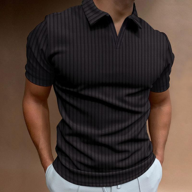 Men's Casual Striped Polo Collar Short-Sleeved T-Shirt 20612806Y