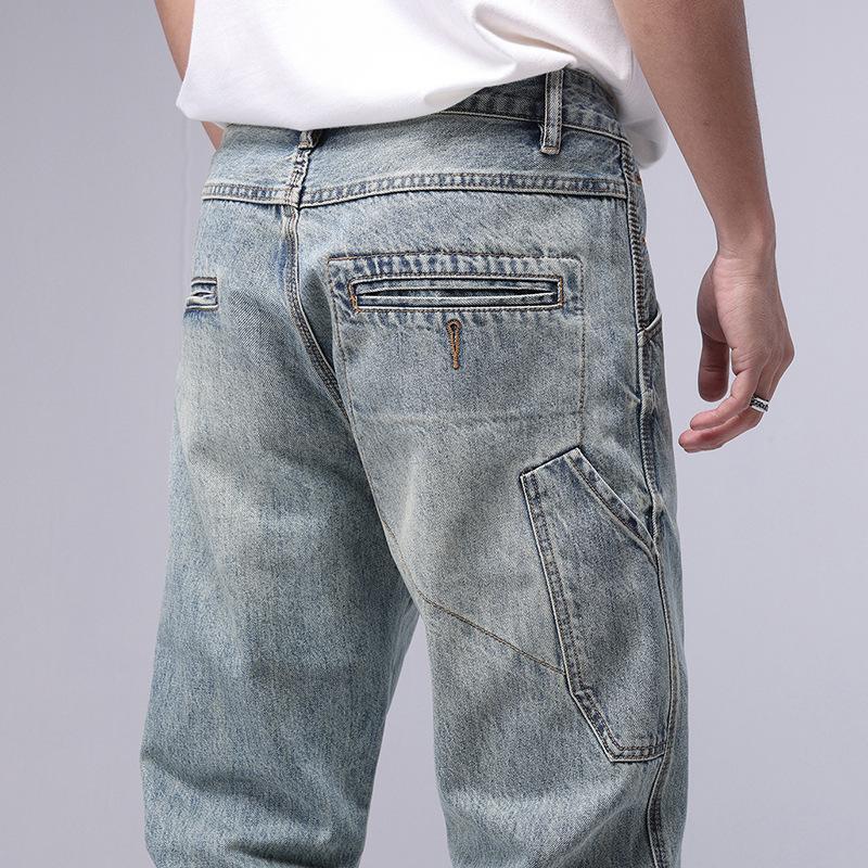 Men's Vintage Loose Cargo Denim Harem Pants 35307050M