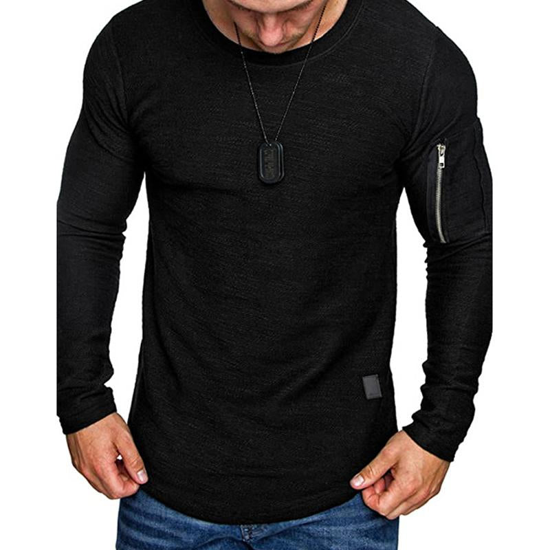 T-shirt girocollo a maniche lunghe con tasca con cerniera da uomo 56507368X