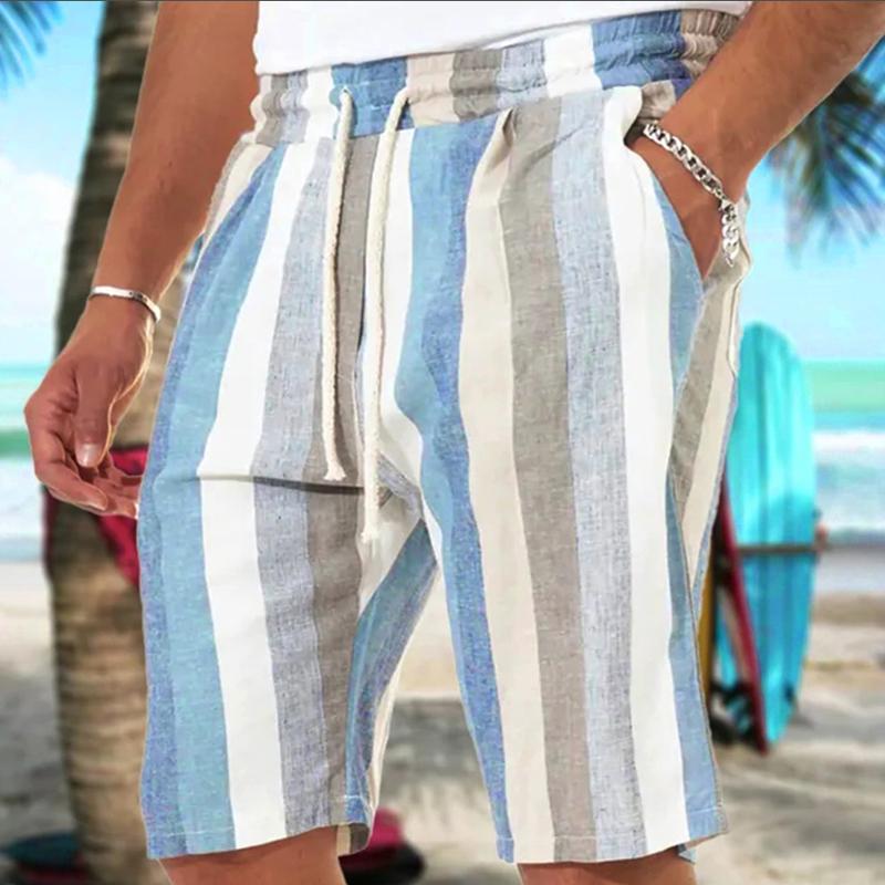 Men's Loose Waist Striped Beach Shorts 60694217X