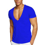 Men's Solid Color V-neck T-shirt 06751046X