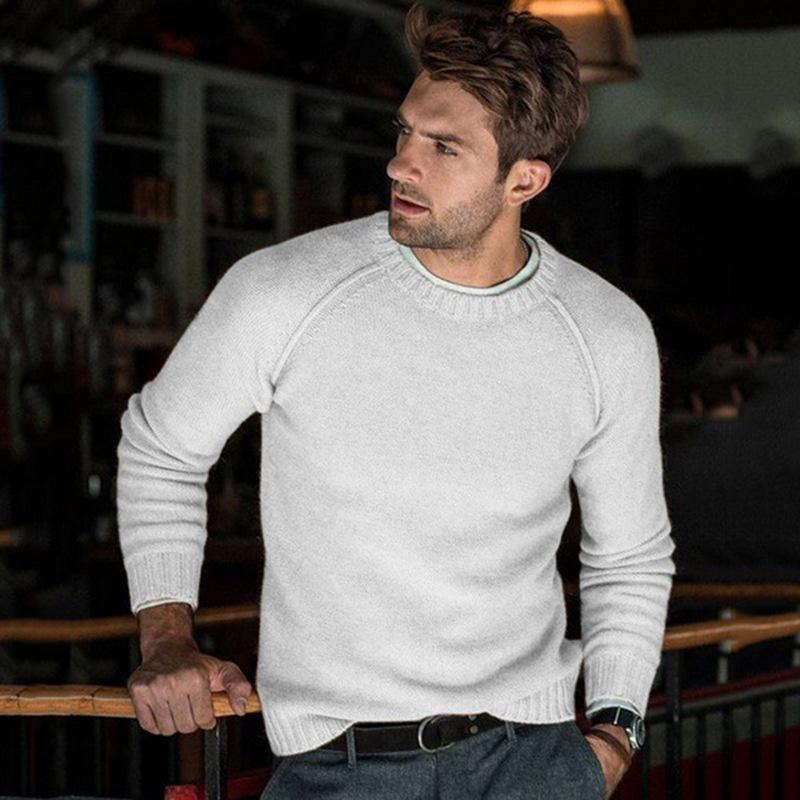 Maglione pullover in maglia con scollo rotondo tinta unita da uomo 85798282X