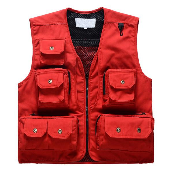 Mens Outdoor Fishing Zip-Up Vest 03991621X Red / M Vests