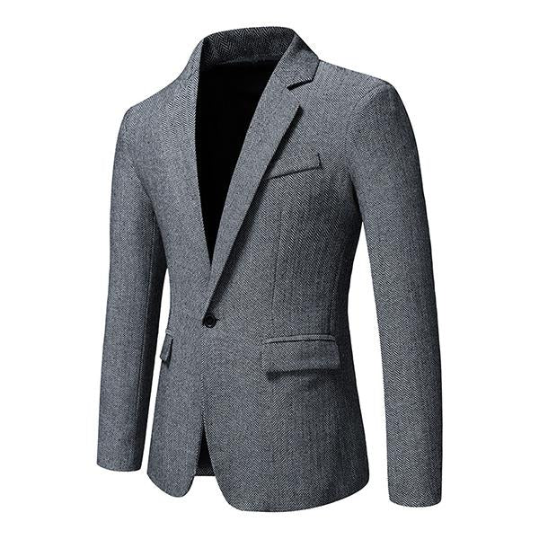 Mens Single Breasted Herringbone Casual Blazer 31298407M Coats & Jackets