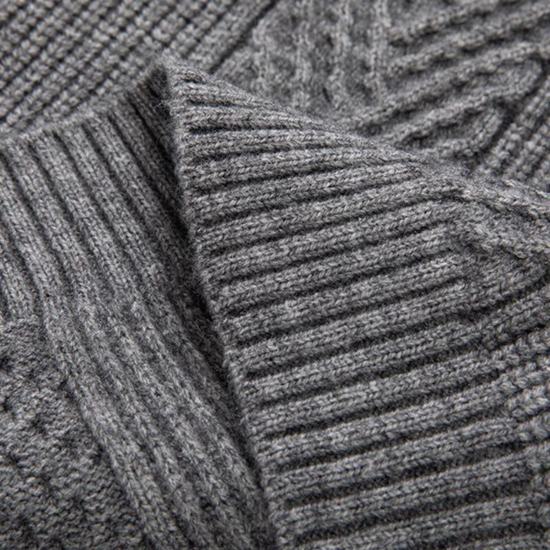 Men's Casual Slim Lapel Jacquard Knit Sweater 20407598M