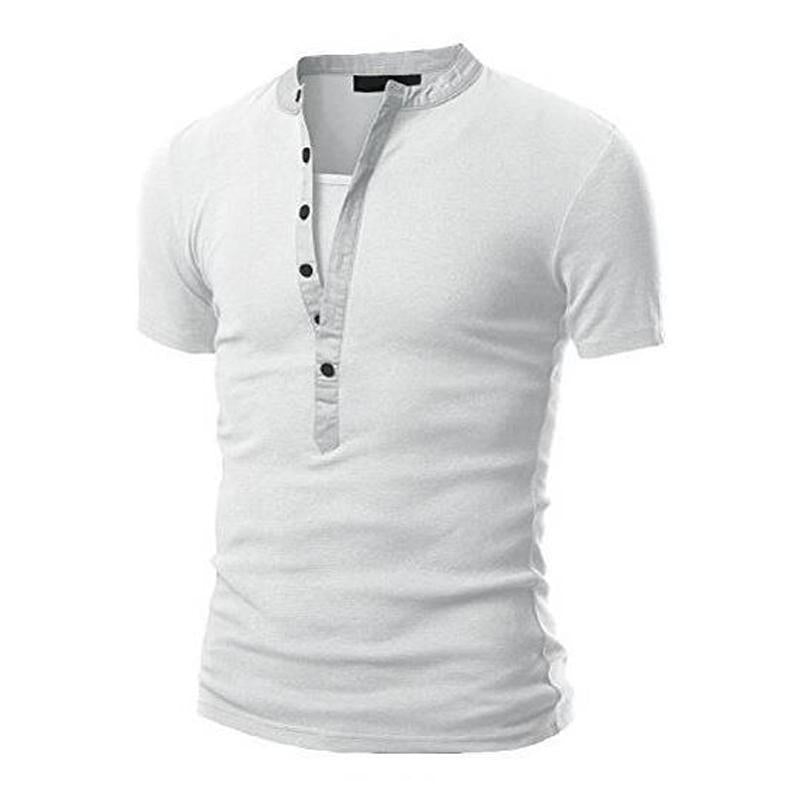 Men's Casual Fake Two Piece V Neck Short Sleeve T-Shirt 23519943Y