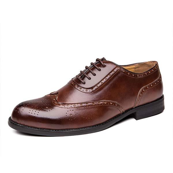 Mens Brogue Carved Leather Shoes 62932875 Brown / 6.5 Shoes