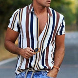 Men's Vintage Stripe Short Sleeve Shirt 88081180Y