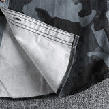 Men's Vintage Camouflage Washed Distressed Cotton Pocket Long Sleeve Shirt 13833126M
