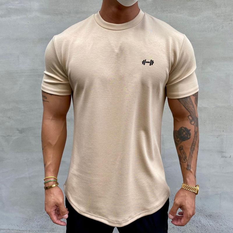 Men's Round Neck Solid Color Sports T-Shirt 21334021X