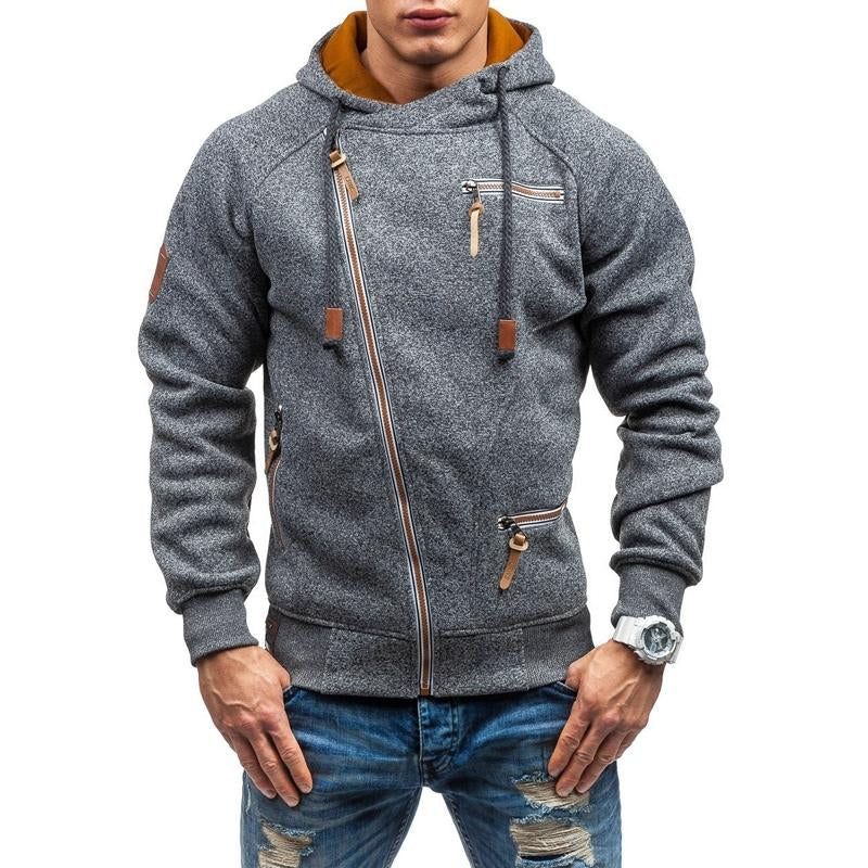 Men's Side Zip Pocket Hoodie Jackets 92087521X