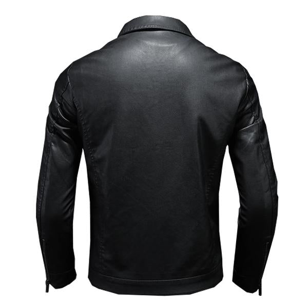 Men's Lapel Leather Biker Jacket 37377631X