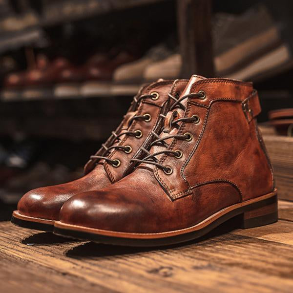 Vintage Mens Lace-Up Martin Boots Shoes